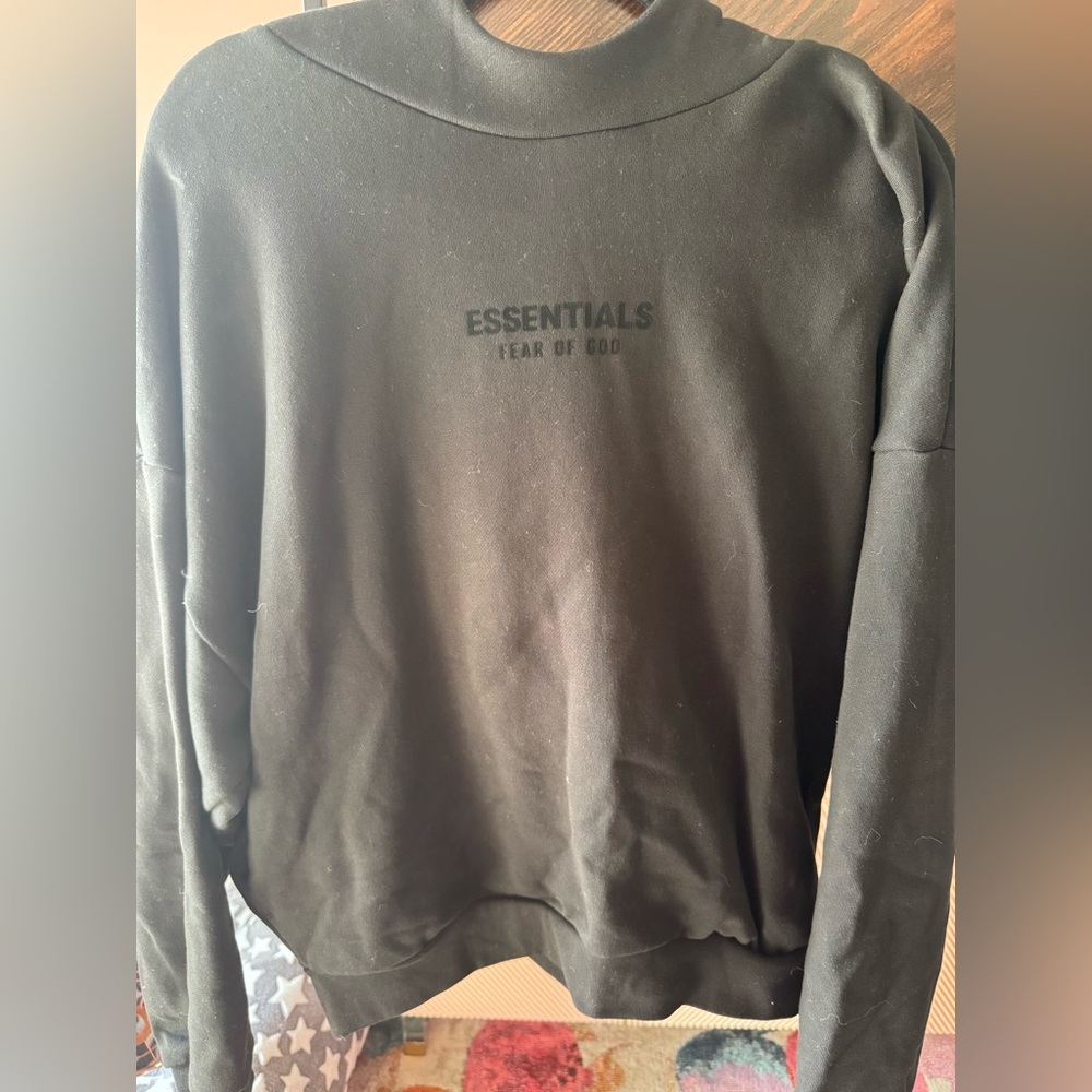Essentials Fear of God Jet Black Hoodie S